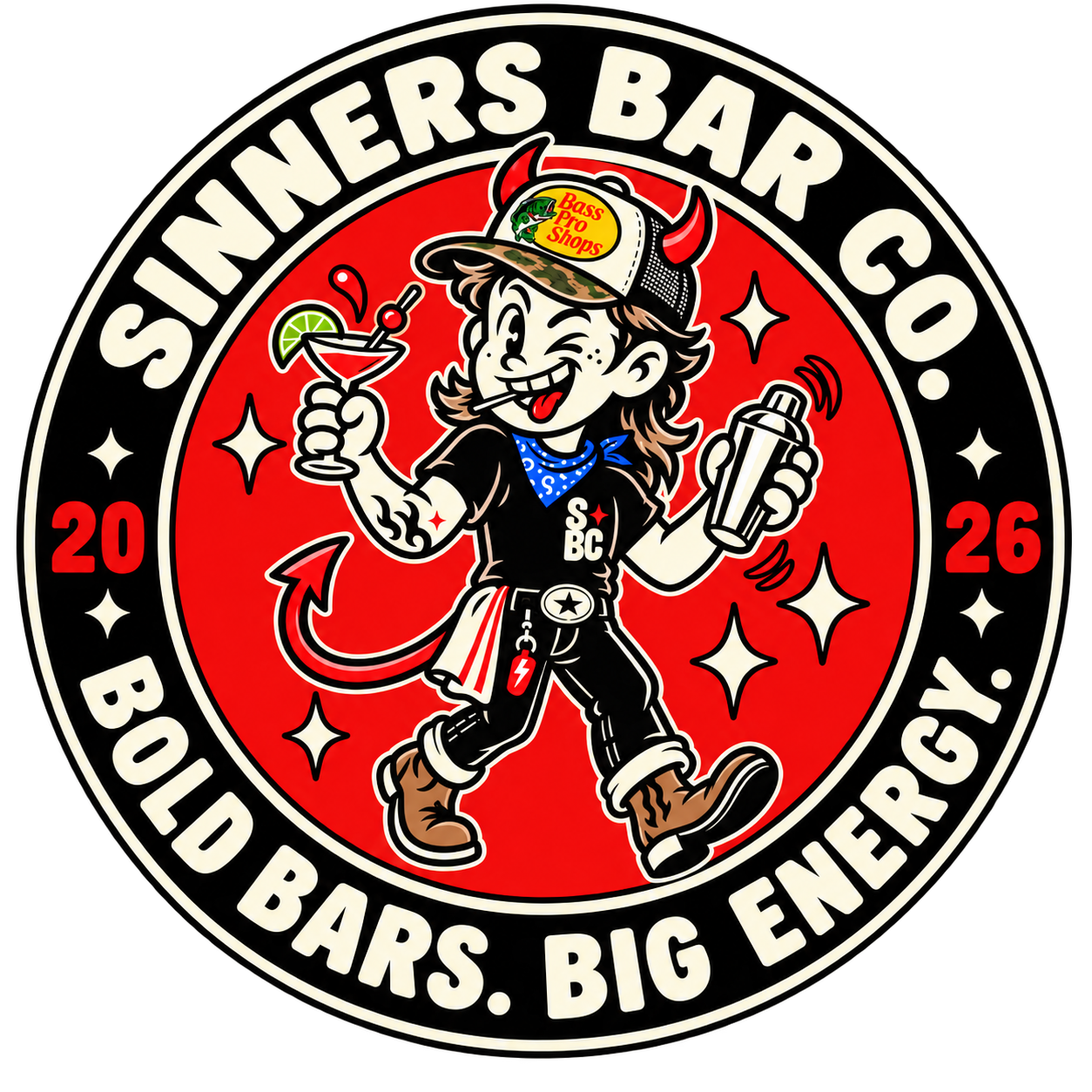 Sinners Bar Co. round badge logo